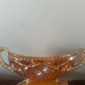 Vintage Imperial Star and File Marigold Carnival Glass Bowl